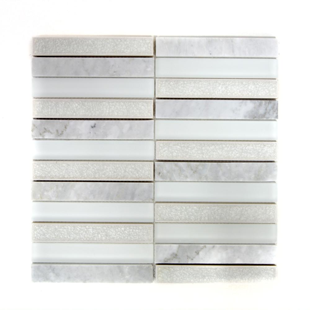 Mozaika mix kamień szkło kolor biały połysk T 490