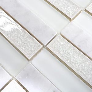 Mozaika mix kamień szkło kolor biały połysk T 490