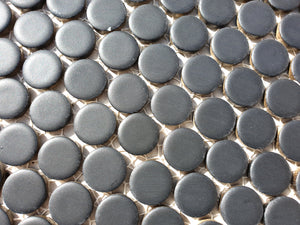 Mozaika ceramiczna, penny , guzik, kolor czarna, mat, kółka