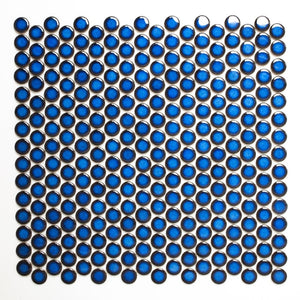 Mozaika ceramiczna granatowa : guzik, penny, kółka, połysk