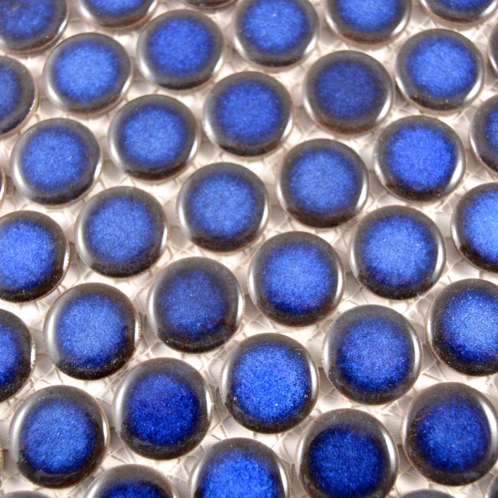 Aranżacja Mozaika ceramiczna granatowa : guzik, penny, kółka, połysk