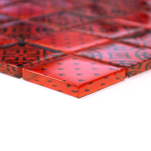 MOZ 6295 VP - mozaika szklana, połysk, wym.plastra/mm: 300x300, kolor : czerwony burgund, kształt: kwadrat, mozaika ścienna