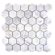 Załaduj obraz do przeglądarki galerii, Mozaika kamienna - marmur kolor biały mat hexagon T 246
