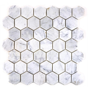 Mozaika kamienna - marmur kolor biały mat hexagon T 246