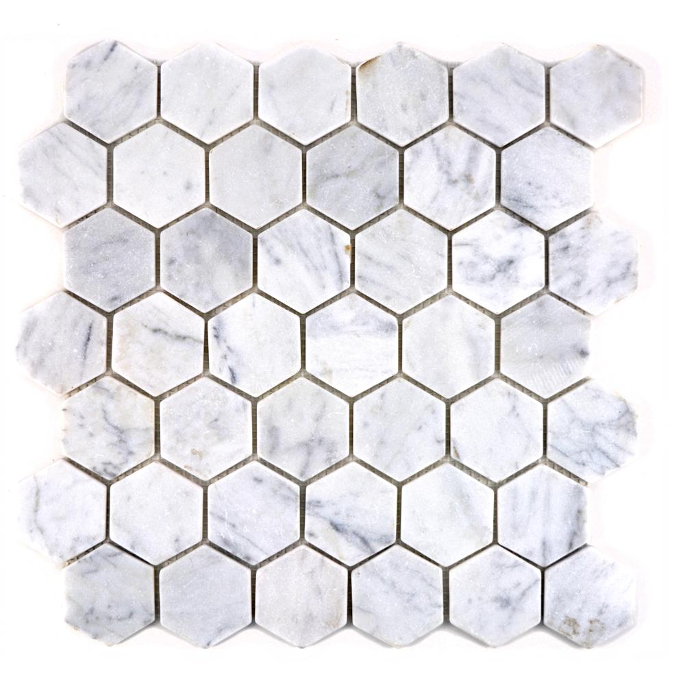 Mozaika kamienna - marmur kolor biały mat hexagon T 246