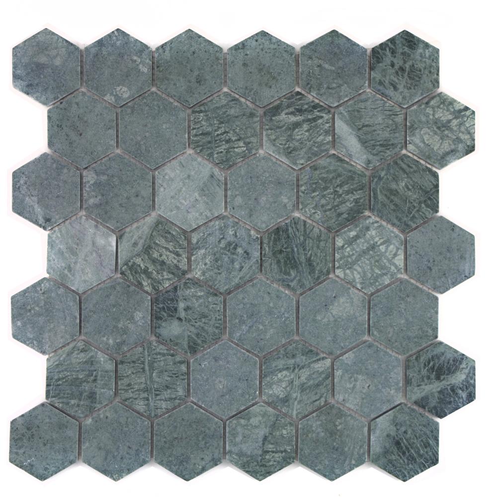 Mozaika kamienna - marmur kolor zielony mat hexagon T 313