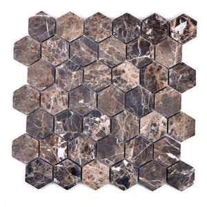 Mozaika kamienna - marmur kolor brąz mat hexagon T 252