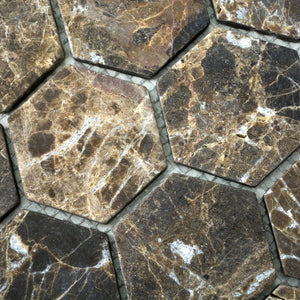Mozaika kamienna - marmur kolor brąz mat hexagon T 252