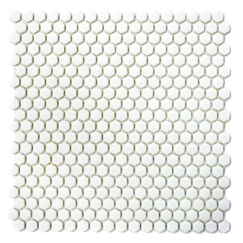 Mozaika szklana kolor biały mat hexagon T 501
