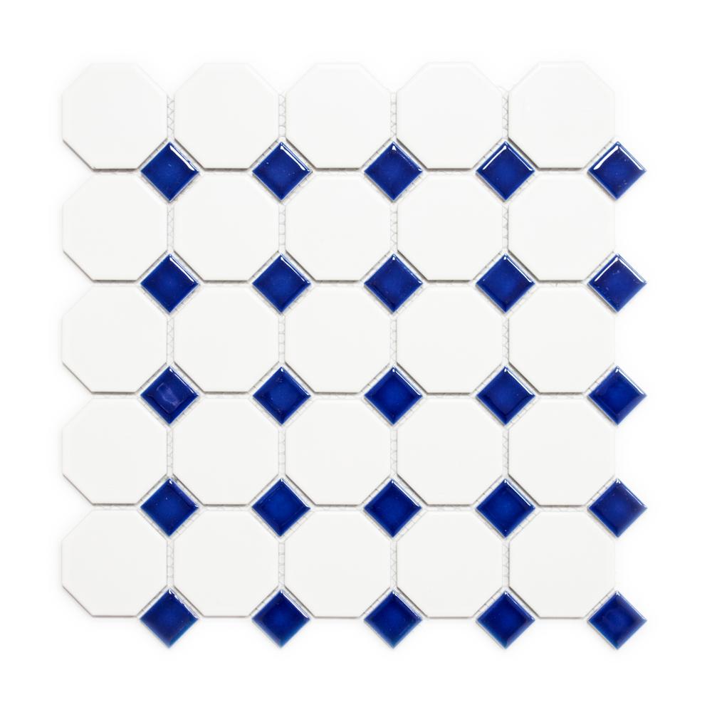 Mozaika ceramiczna kolor mix biały niebieski mat octagon T 112