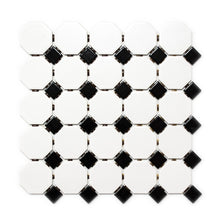 Załaduj obraz do przeglądarki galerii, Mozaika ceramiczna kolor biały czarny mat octagon T 34
