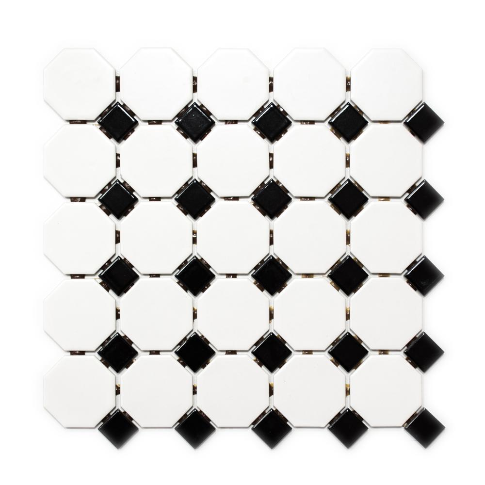 Mozaika ceramiczna kolor biały czarny mat octagon T 34