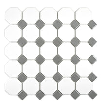 Załaduj obraz do przeglądarki galerii, Mozaika ceramiczna kolor mix biały metal mat octagon T 110
