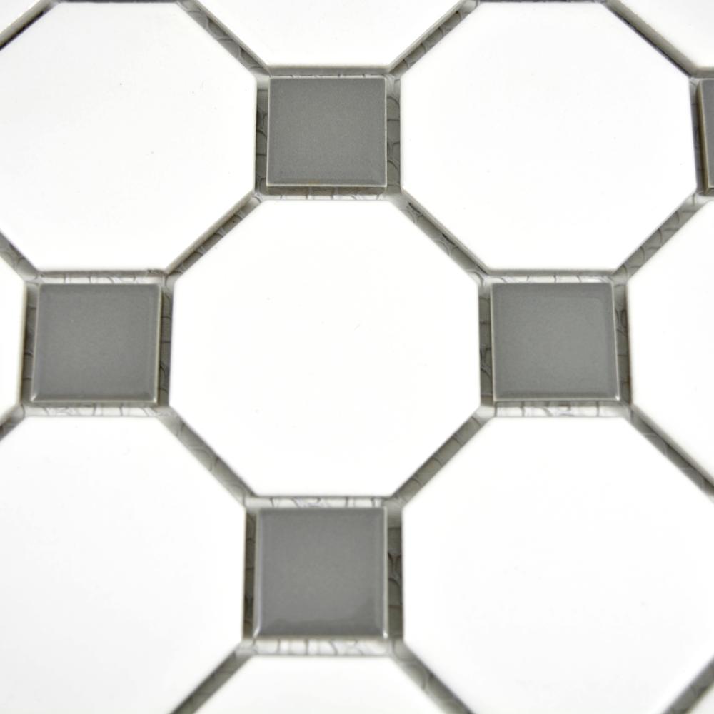 Aranżacja Mozaika ceramiczna kolor mix biały metal mat octagon T 110