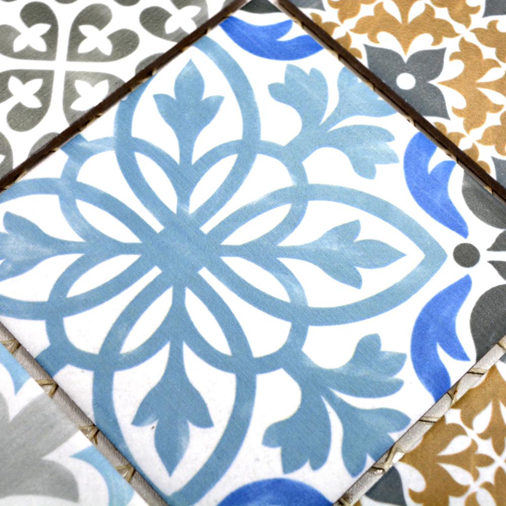 Aranżacja Mozaika ceramiczna kolor mix kremowy niebieski pomarańczowy szary mat T 131