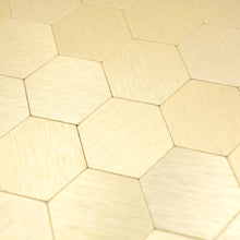 Załaduj obraz do przeglądarki galerii, Samoprzylepna mozaika mix - aluminium / kolor złoty hexagon T 477
