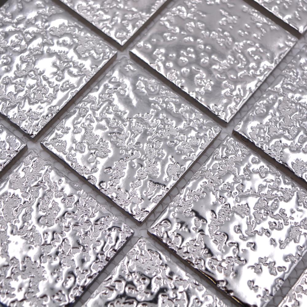 Aranżacja Mozaika ceramiczna kolor srebrny metal połysk T 157