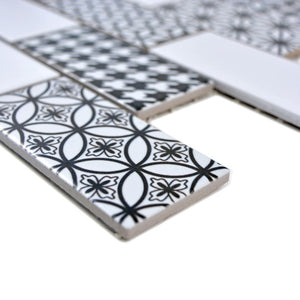 Samoprzylepna mozaika ceramiczna kolor mix biały szary połysk T 114