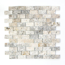 Załaduj obraz do przeglądarki galerii, Mozaika kamienna - traweryn kolor mix biały szary mat T 361
