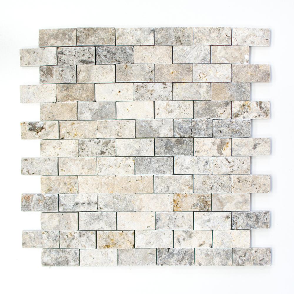 Mozaika kamienna - traweryn kolor mix biały szary mat T 361