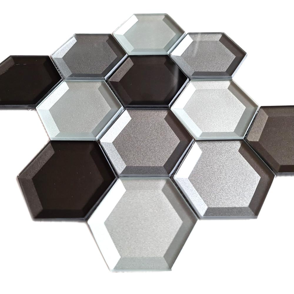 Aranżacja Mozaika szklana kolor mix wielokolorowy połysk hexagon T 609