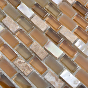 Mozaika mix kolor beżowy brązowy połysk T 412