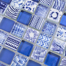 Załaduj obraz do przeglądarki galerii, Mozaika szklana kolor niebieski połysk T 619
