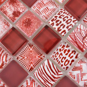 Mozaika szklana kolor czerwony połysk T 577