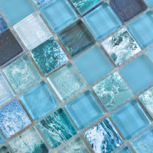 Załaduj obraz do przeglądarki galerii, Mozaika szklana kolor zielony i niebieski połysk T 638
