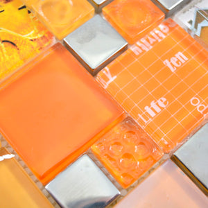 Mozaika szklana kolor mix srebrny pomarańczowy połysk T 595