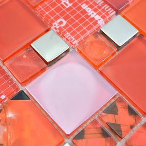 Mozaika szklana kolor mix srebrny czerwony połysk T 593