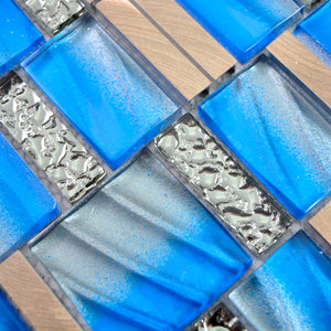 Mix Aluminium - szkło kolor niebieski mieszany połysk