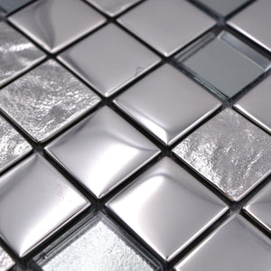 Mozaika szklana kolor srebrny metal połysk T 630