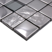 Załaduj obraz do przeglądarki galerii, Mozaika szklana kolor srebrny metal połysk T 630
