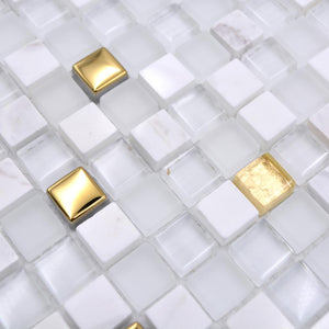 Mozaika mix kolor mix biały złoty połysk T 432