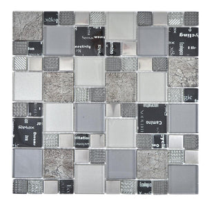Mozaika szklana kolor mix srebrny szary czarny połysk T 596