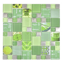 Załaduj obraz do przeglądarki galerii, Mozaika szklana kolor mix srebrny zielony połysk T 597
