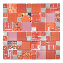 Załaduj obraz do przeglądarki galerii, Mozaika szklana kolor mix srebrny czerwony połysk T 593
