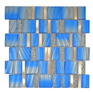 Mix Aluminium - szkło kolor niebieski mieszany połysk