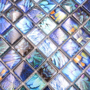 Kolor niebieski Y2 połysk mozaika szklana