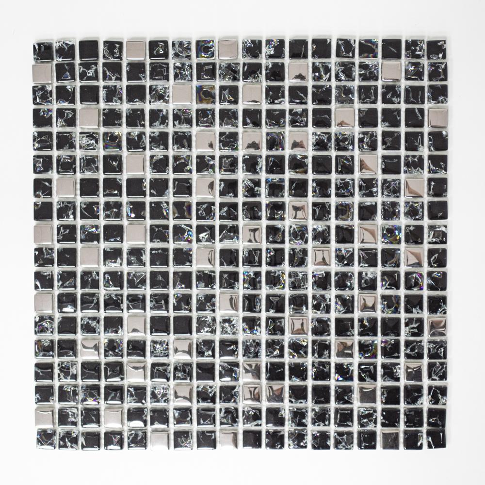 Mozaika szklana kolor mix czarny srebrny połysk T 590