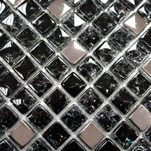 Załaduj obraz do przeglądarki galerii, Mozaika szklana kolor mix czarny srebrny połysk T 590
