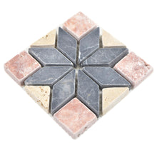 Załaduj obraz do przeglądarki galerii, Mozaika kamienna - trawertyn kolor mix beżowy czerwony czarny mat T 318
