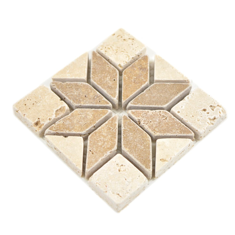 Aranżacja Mozaika kamienna - trawertyn kolor brązowy beżowy mat T 315