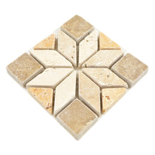 Załaduj obraz do przeglądarki galerii, Mozaika kamienna - trawertyn mix kolor beżowy brązowy złoty mat T 324
