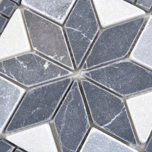 Mozaika kamienna - trawertyn kolor mix czarny biały szary mat T 322