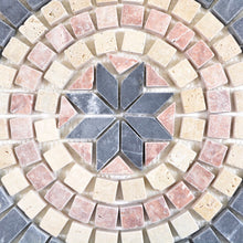 Załaduj obraz do przeglądarki galerii, Mozaika kamienna - trawertyn kolor mix beżowy czerwony czarny mat T 320
