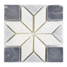 Załaduj obraz do przeglądarki galerii, Mozaika kamienna - trawertyn kolor mix czarny biały szary mat T 321
