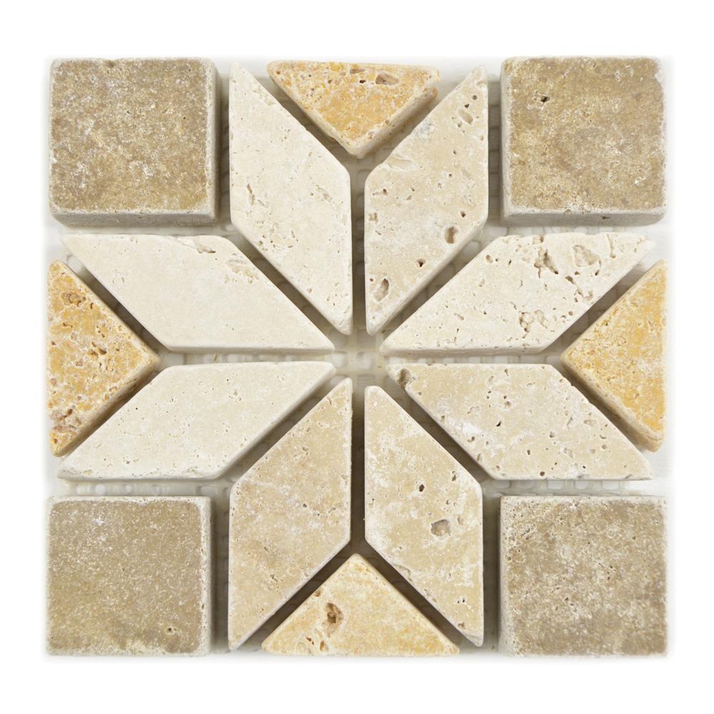 Mozaika kamienna - trawertyn mix kolor beżowy brązowy złoty mat T 324