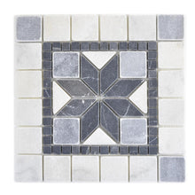 Załaduj obraz do przeglądarki galerii, Mozaika kamienna - trawertyn kolor mix czarny biały szary mat T 322
